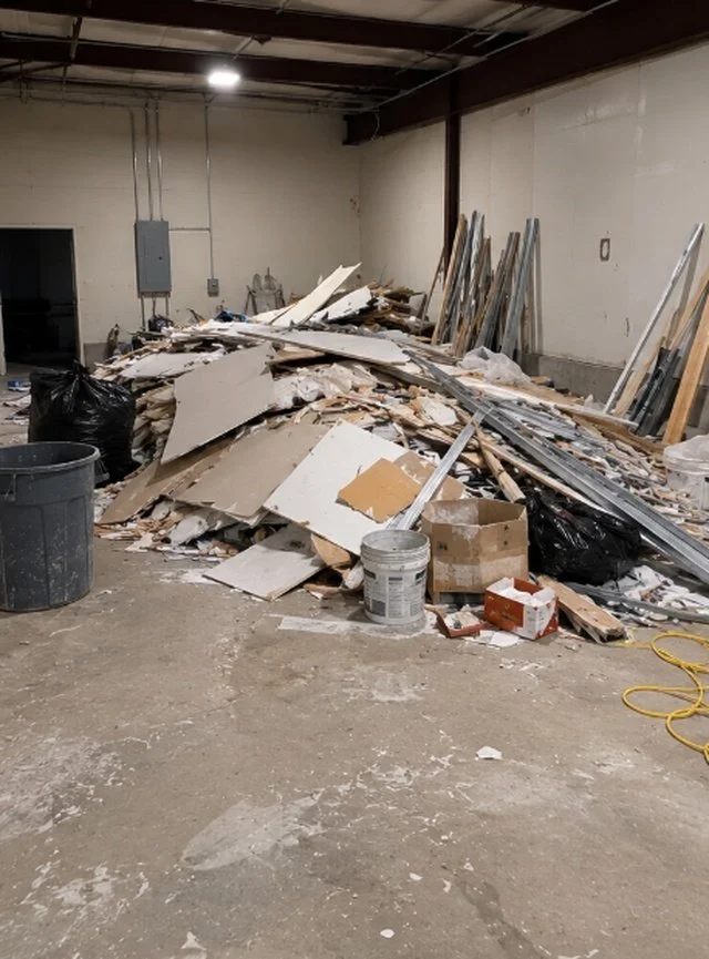 Construction debris before removal
