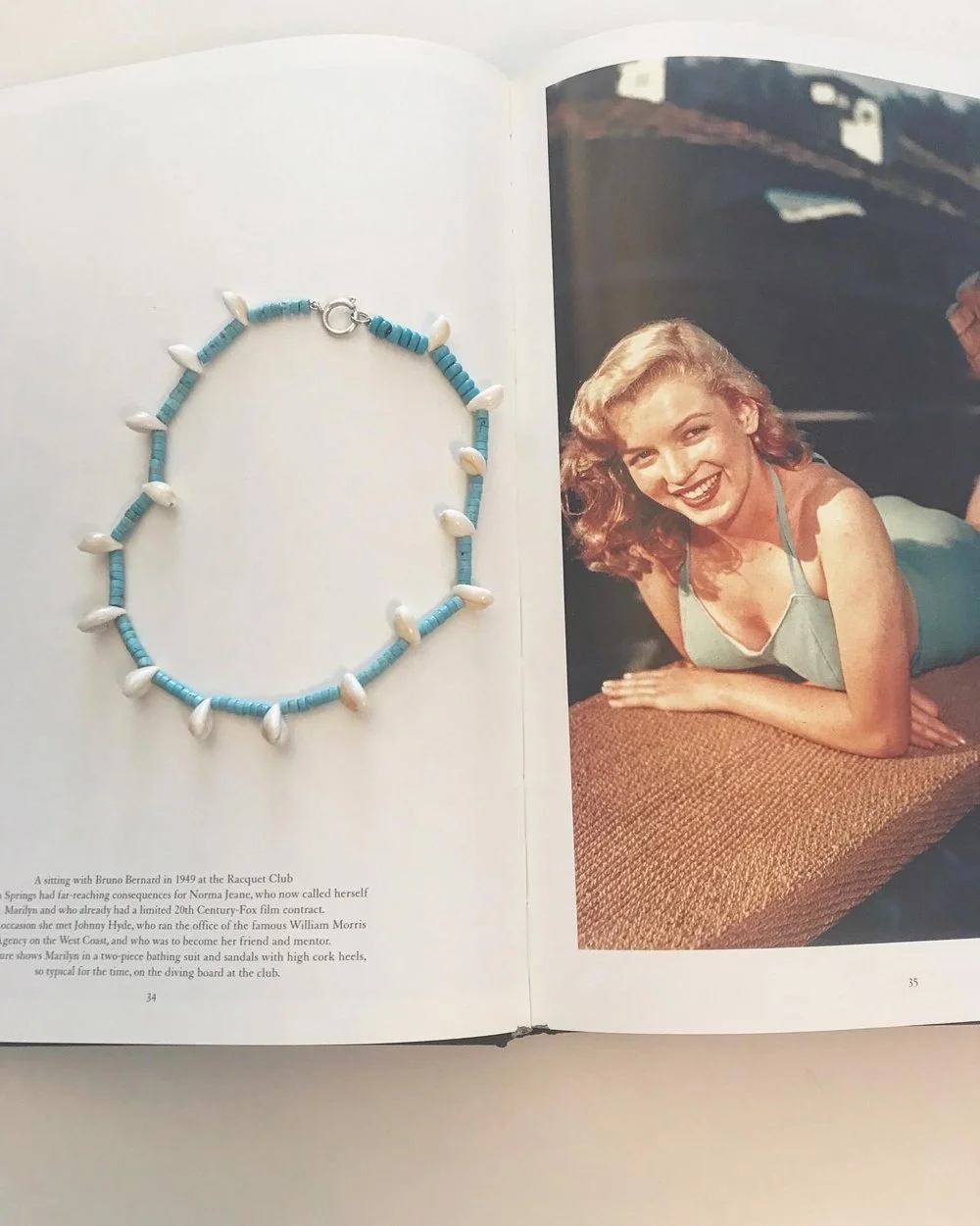 Turquoise Rondelles + Shell Necklace