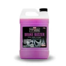 Pink container of brake buster brake cleaner with black label
