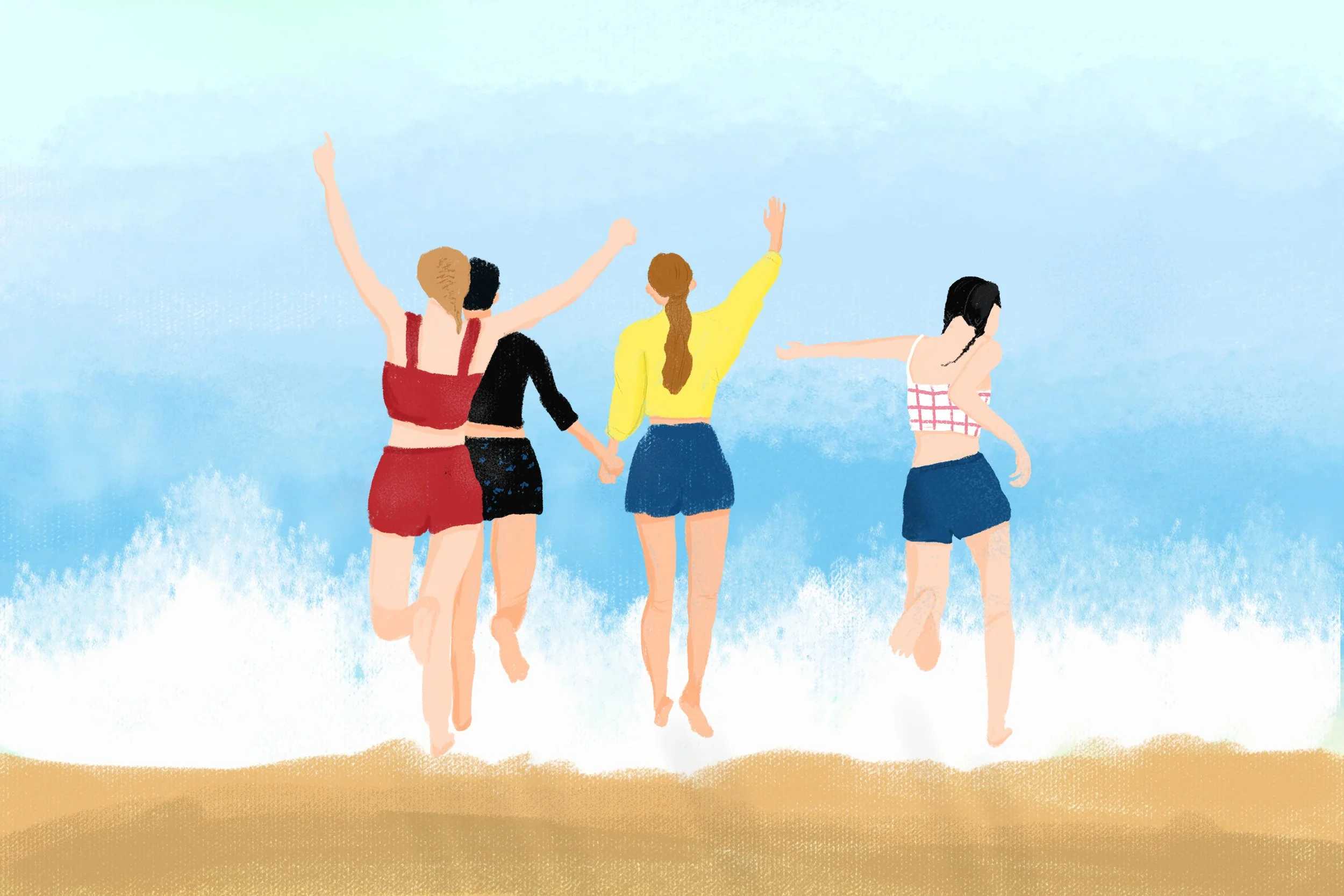 Young women embracing growth, change, and future possibilities