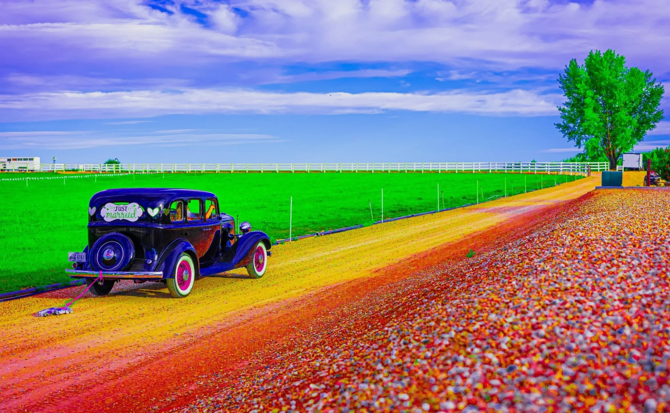 A vintage black car with a