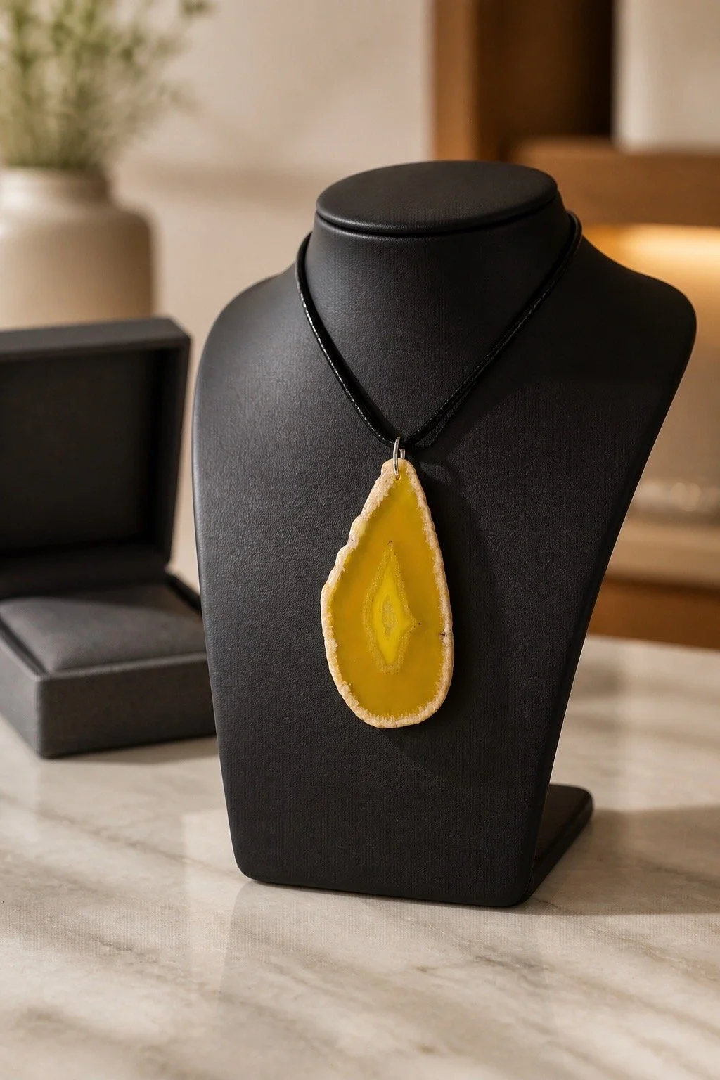 Yellow Agate Pendant Necklace