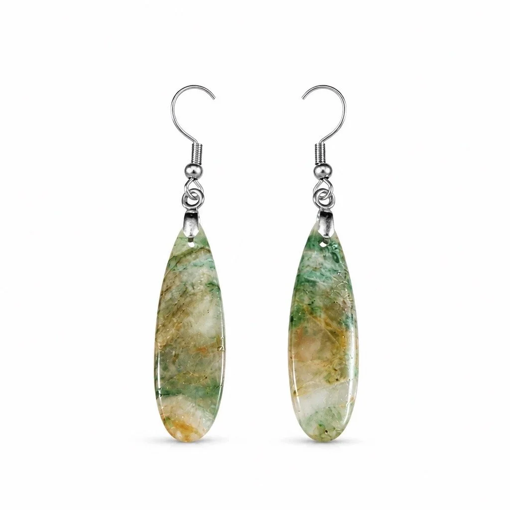 Natural Agate Stone Drop Earrings
