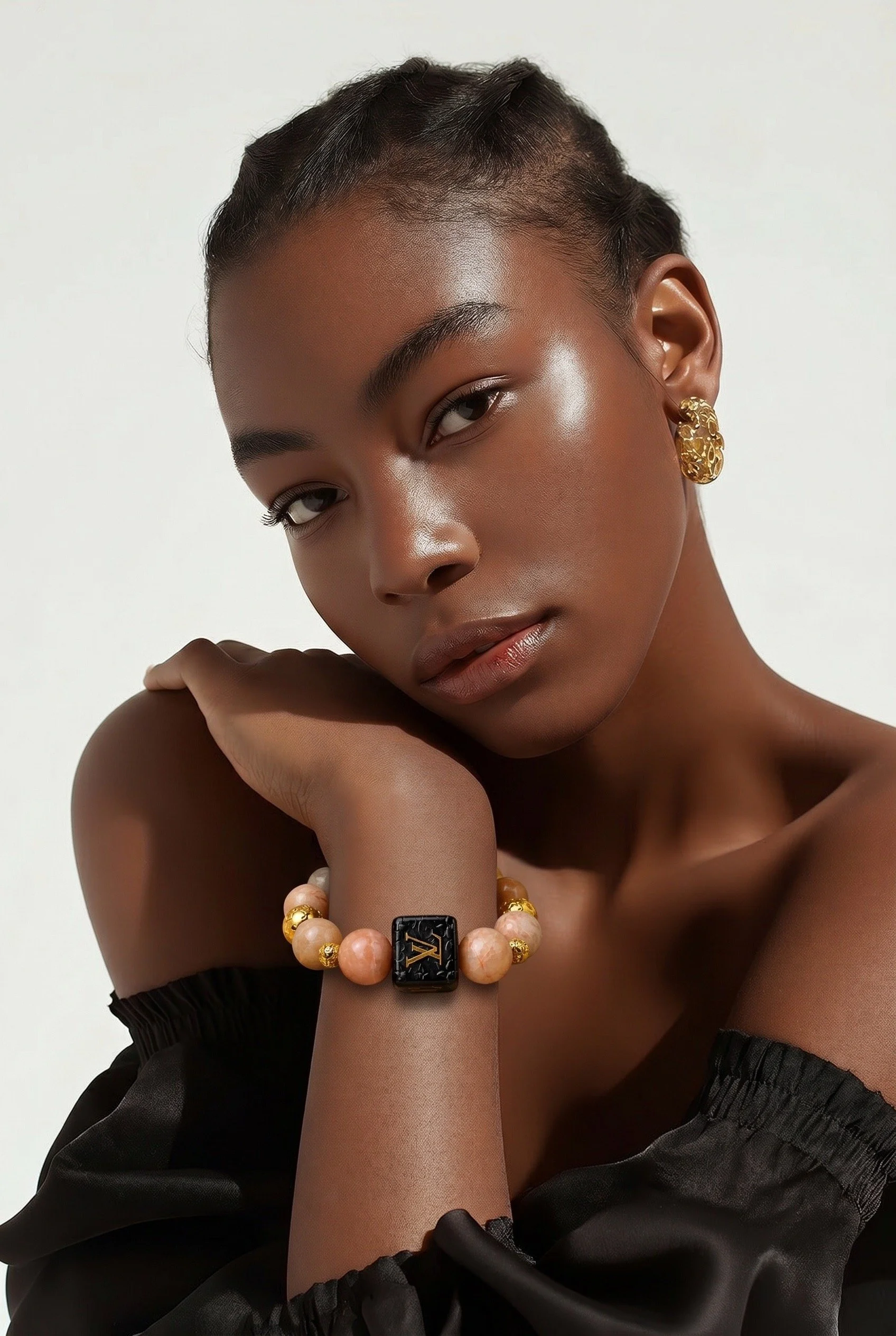 Peach LV Bracelet on Model.JPG