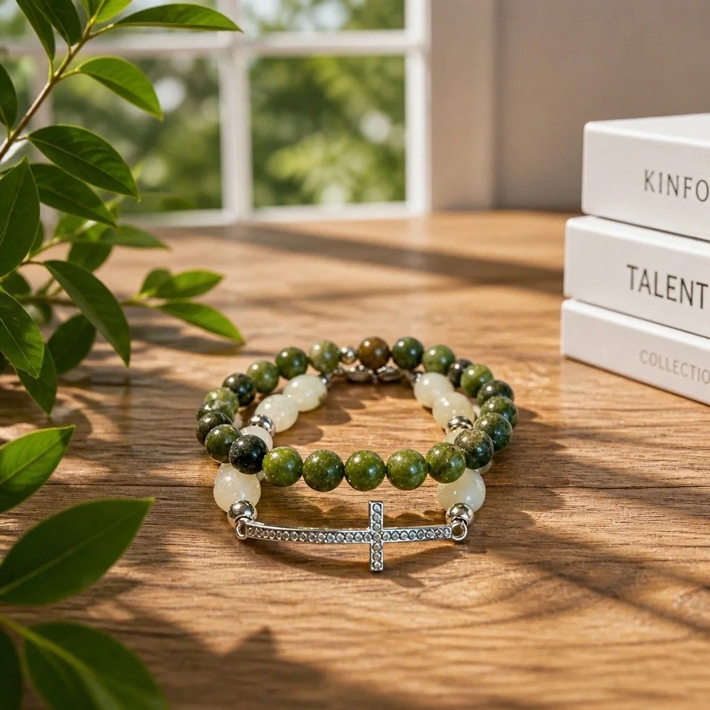 Natural Elegance Crystal Cross Bracelet