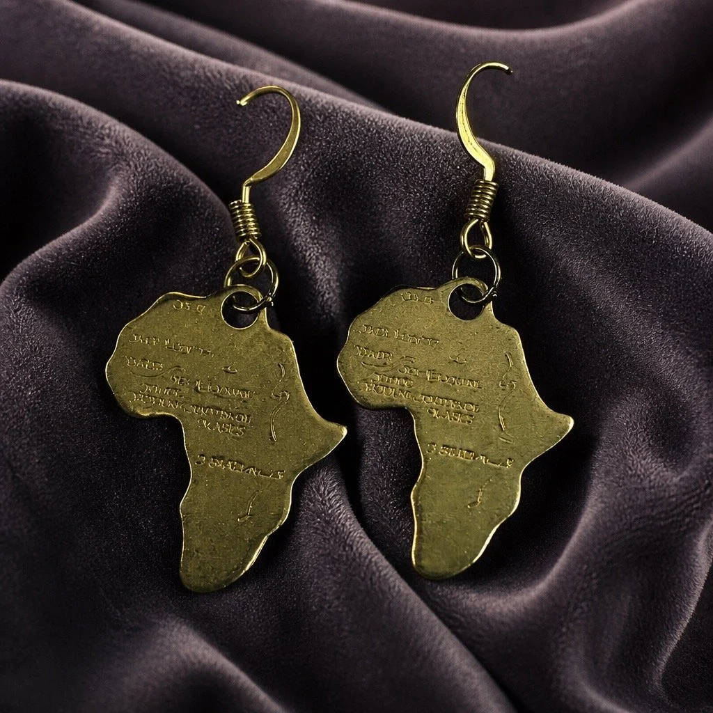 Africa Map Brass Earrings