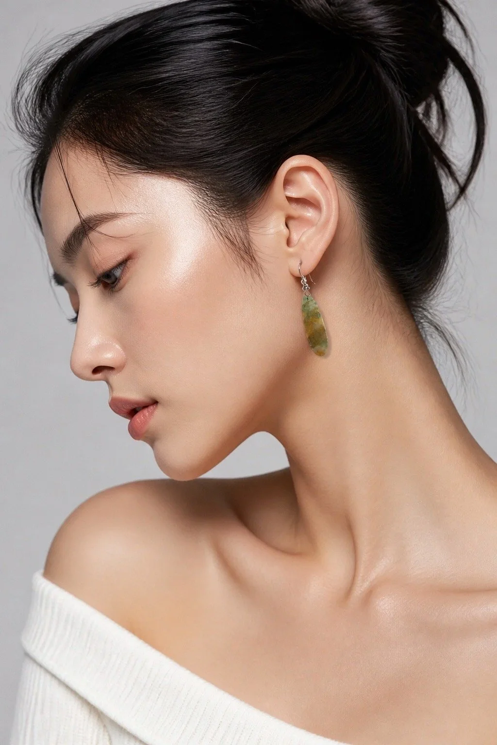 Green Quartz Earrings on Model.JPG