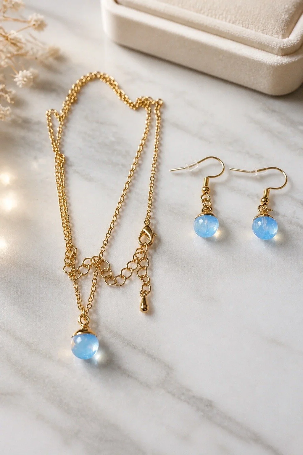 Gold Plated Blue Gemstone Jewelry Set