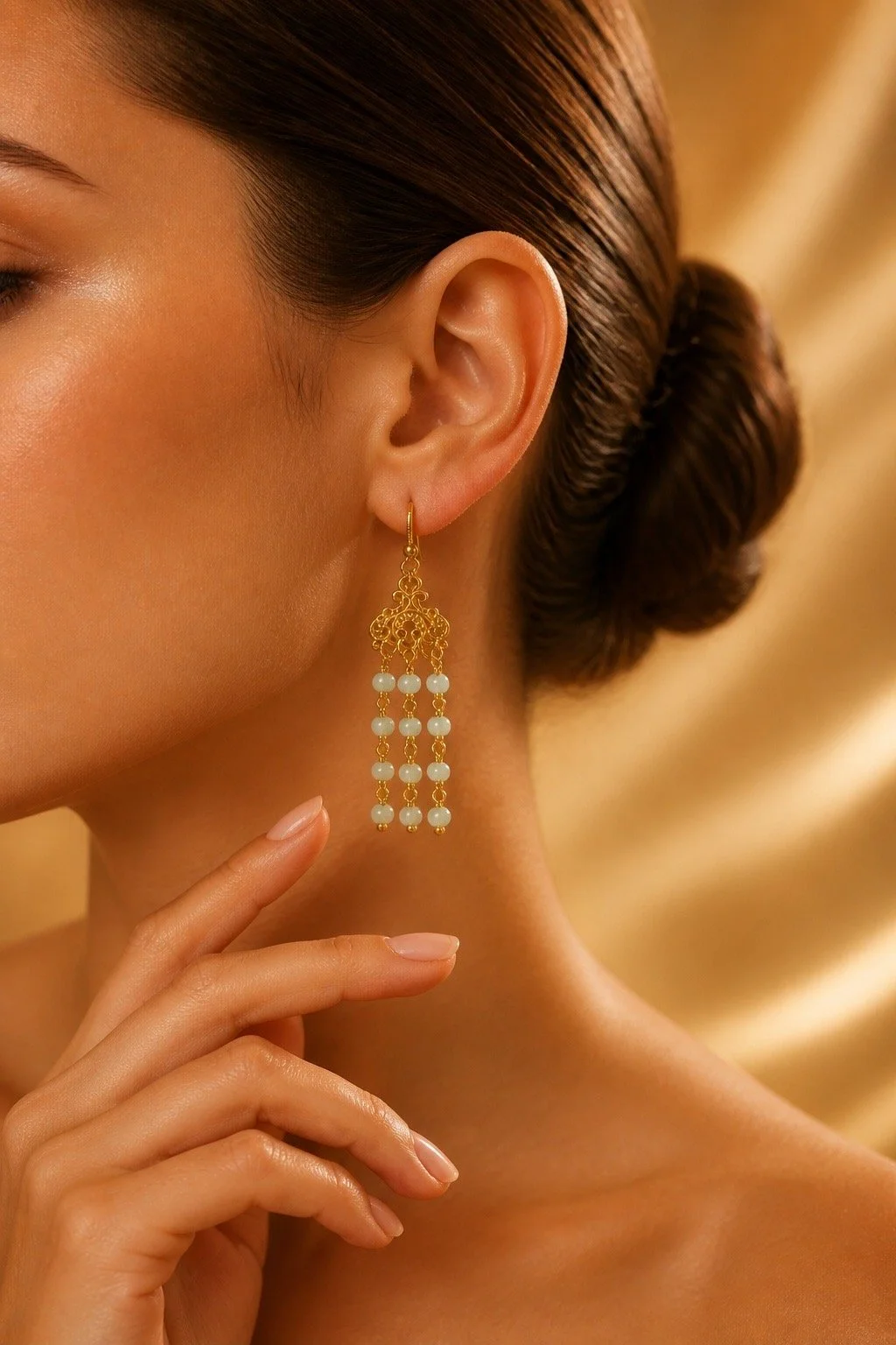 Turquoise Dangling Earrings on Model.JPG