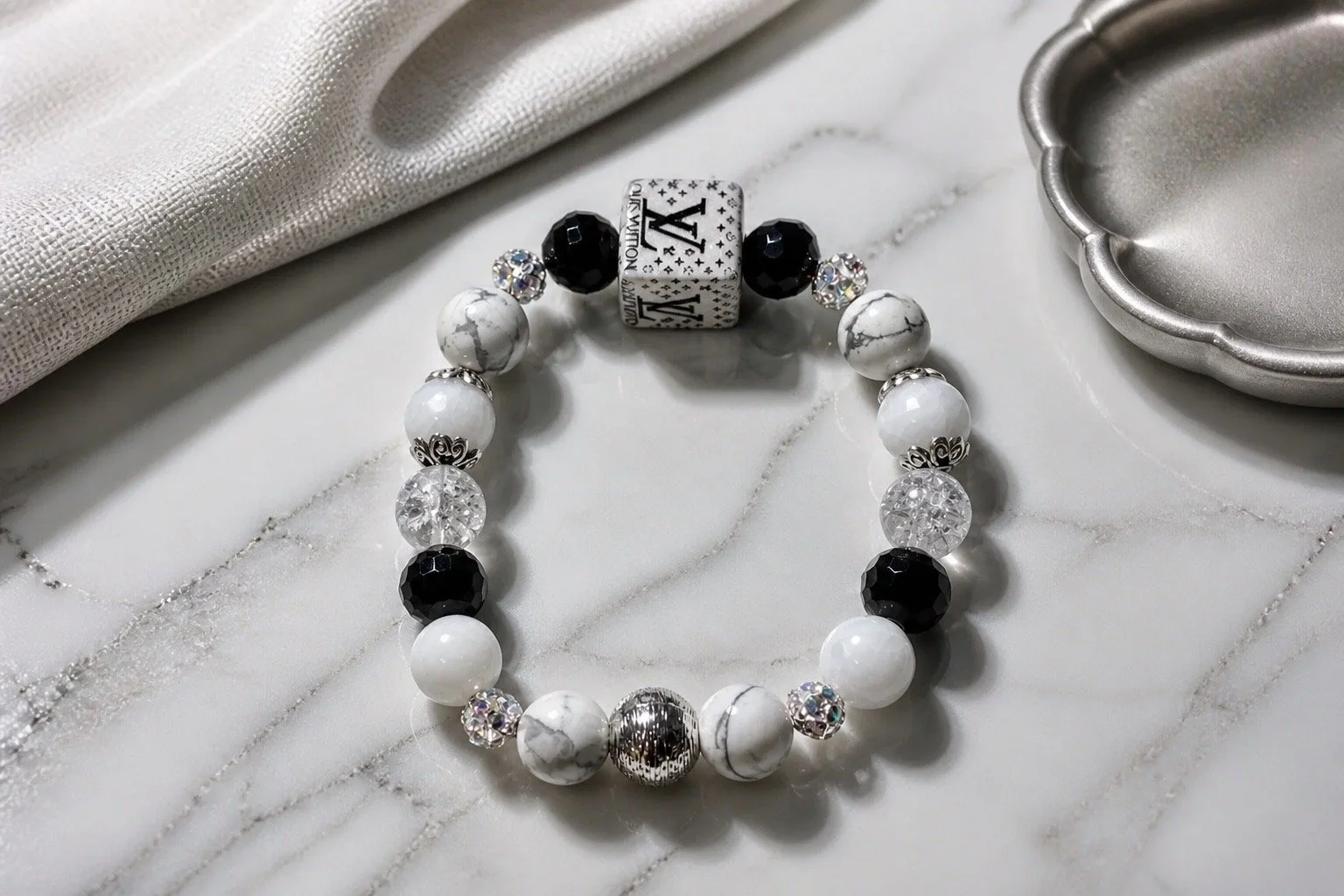 Elegance in Marble Beaded Bracelet