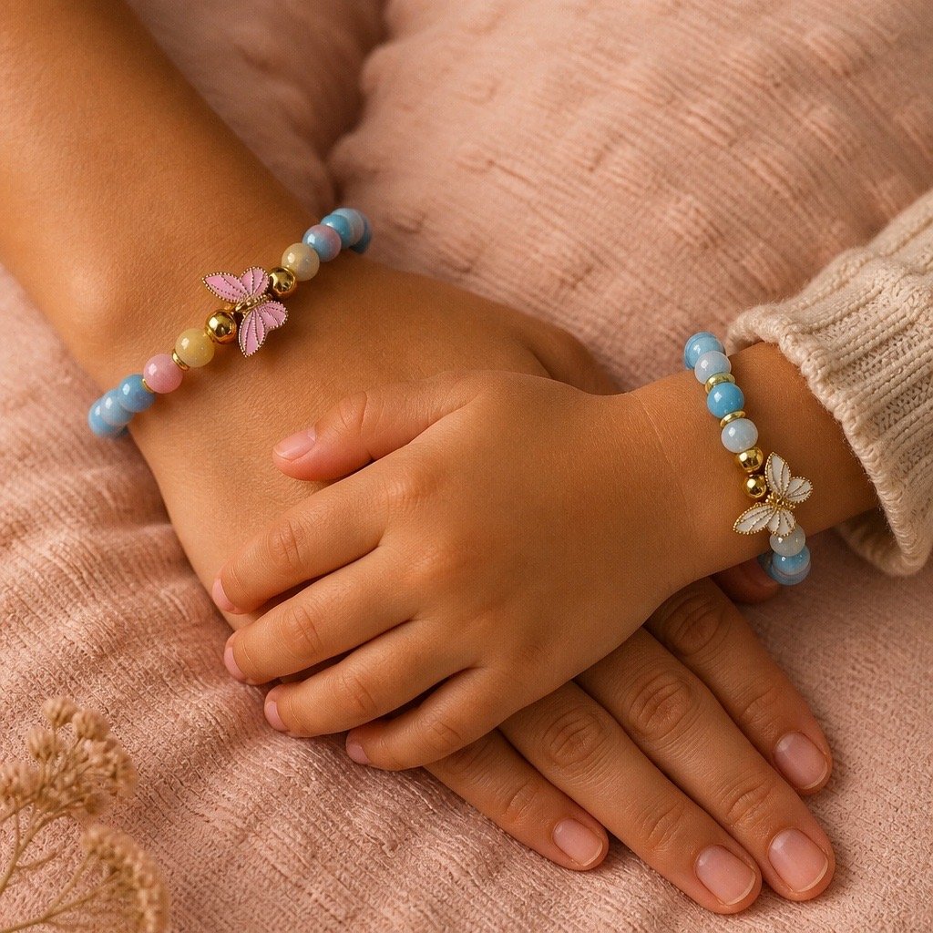 Pink & White Butterfly on Mother and Daughter.JPG