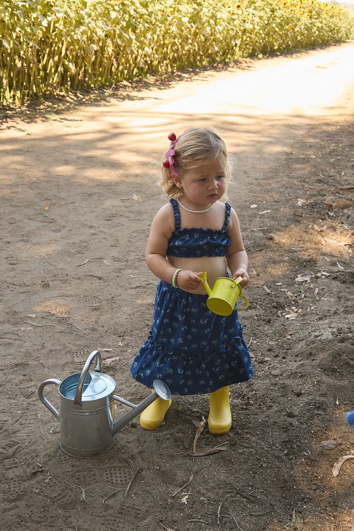 Dainty Floral Denim Toddler Skirt Set