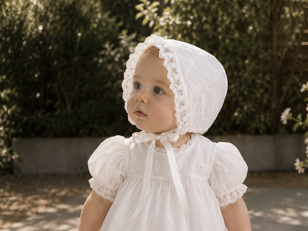 The Heirloom Garden Dress & Bonnet 3-6M