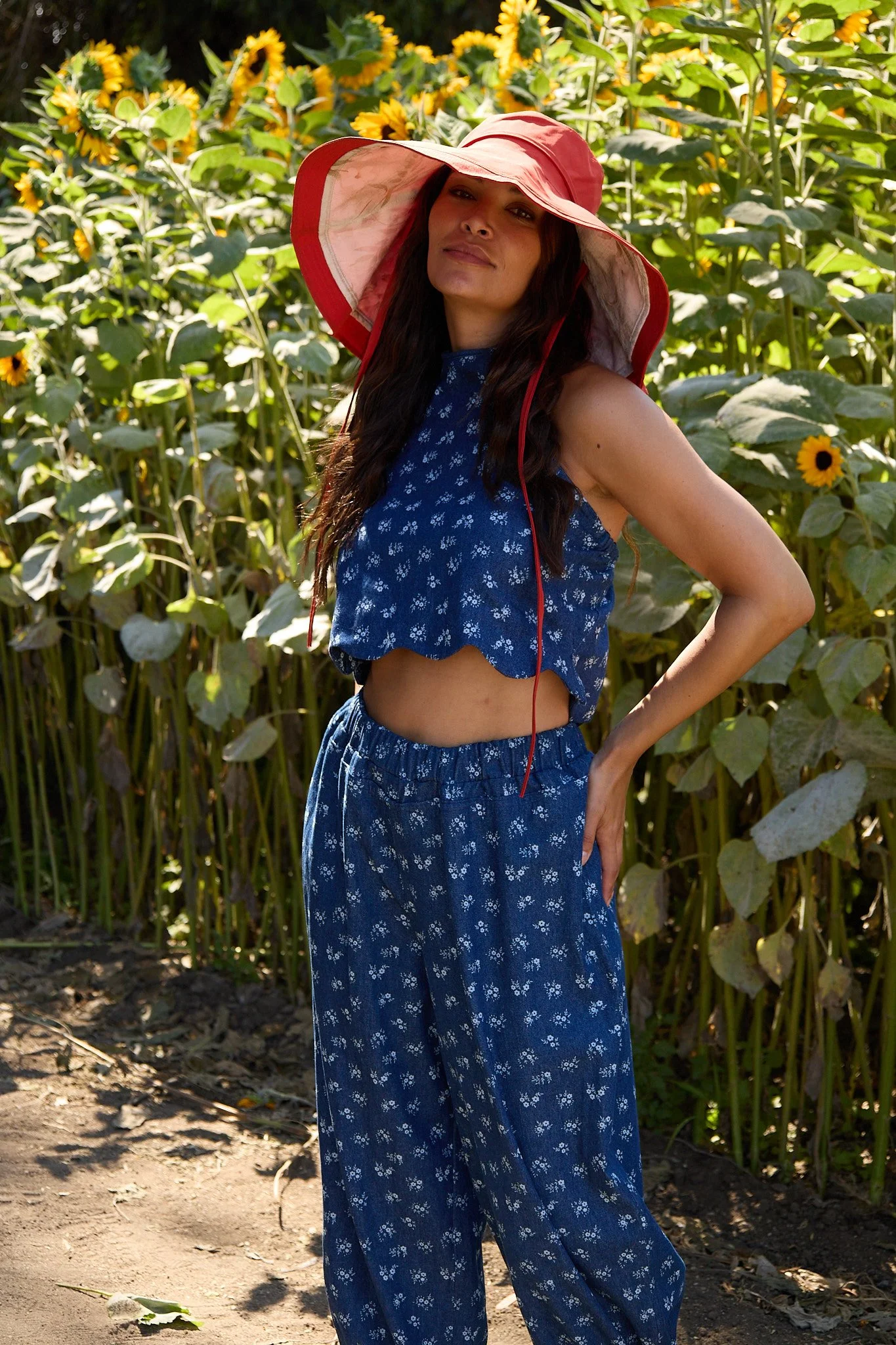 Dainty Floral Denim Women's pant Set