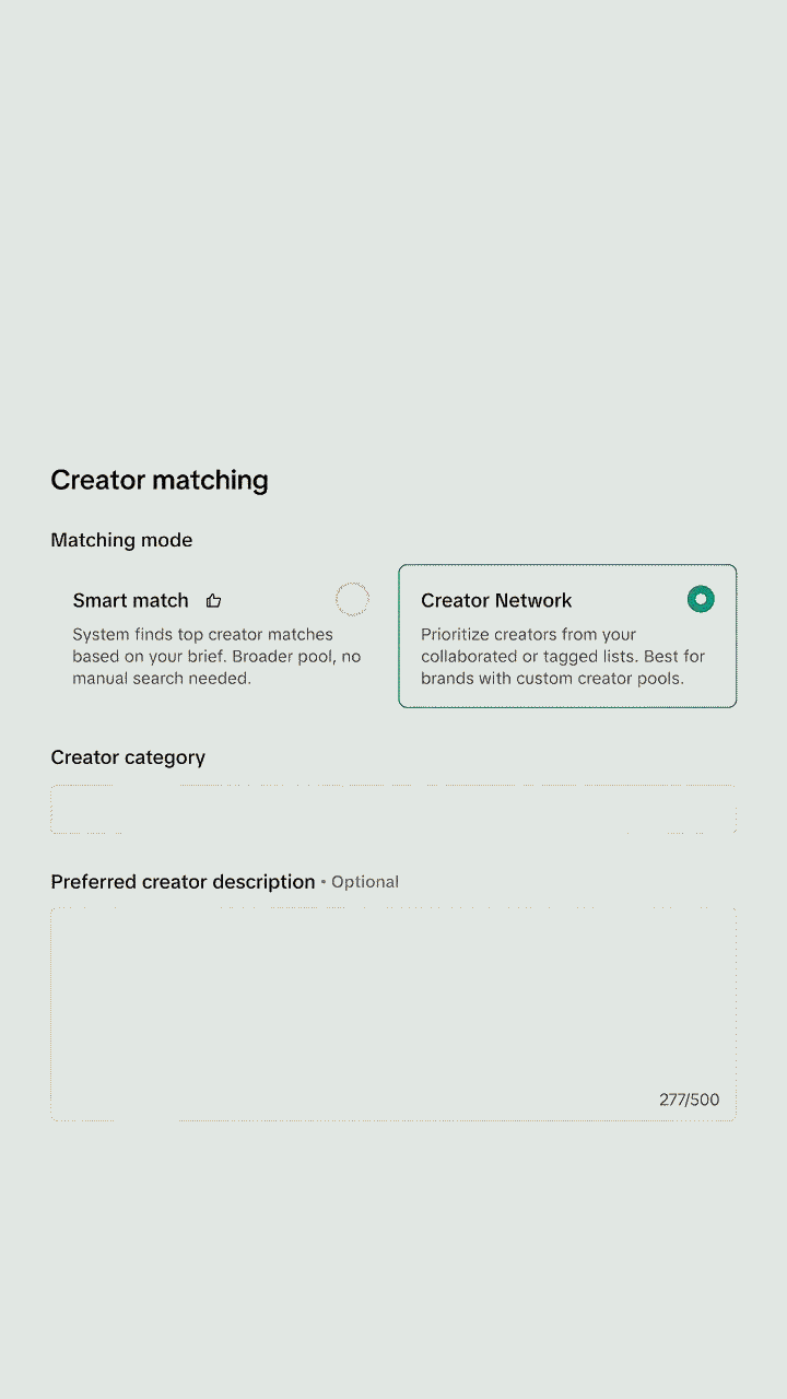 TikTok Creator Network product concept developed to improve creator discovery and enterprise marketing workflows.