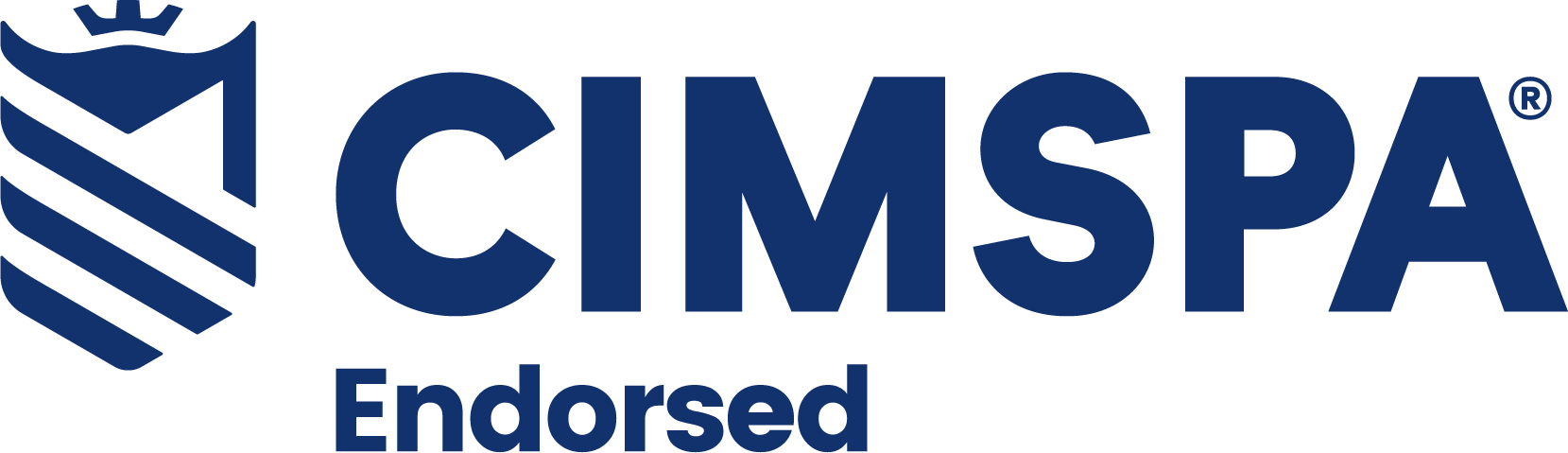CIMSPA logo with shield icon and text 'CIMSPA Endorsed' in blue.