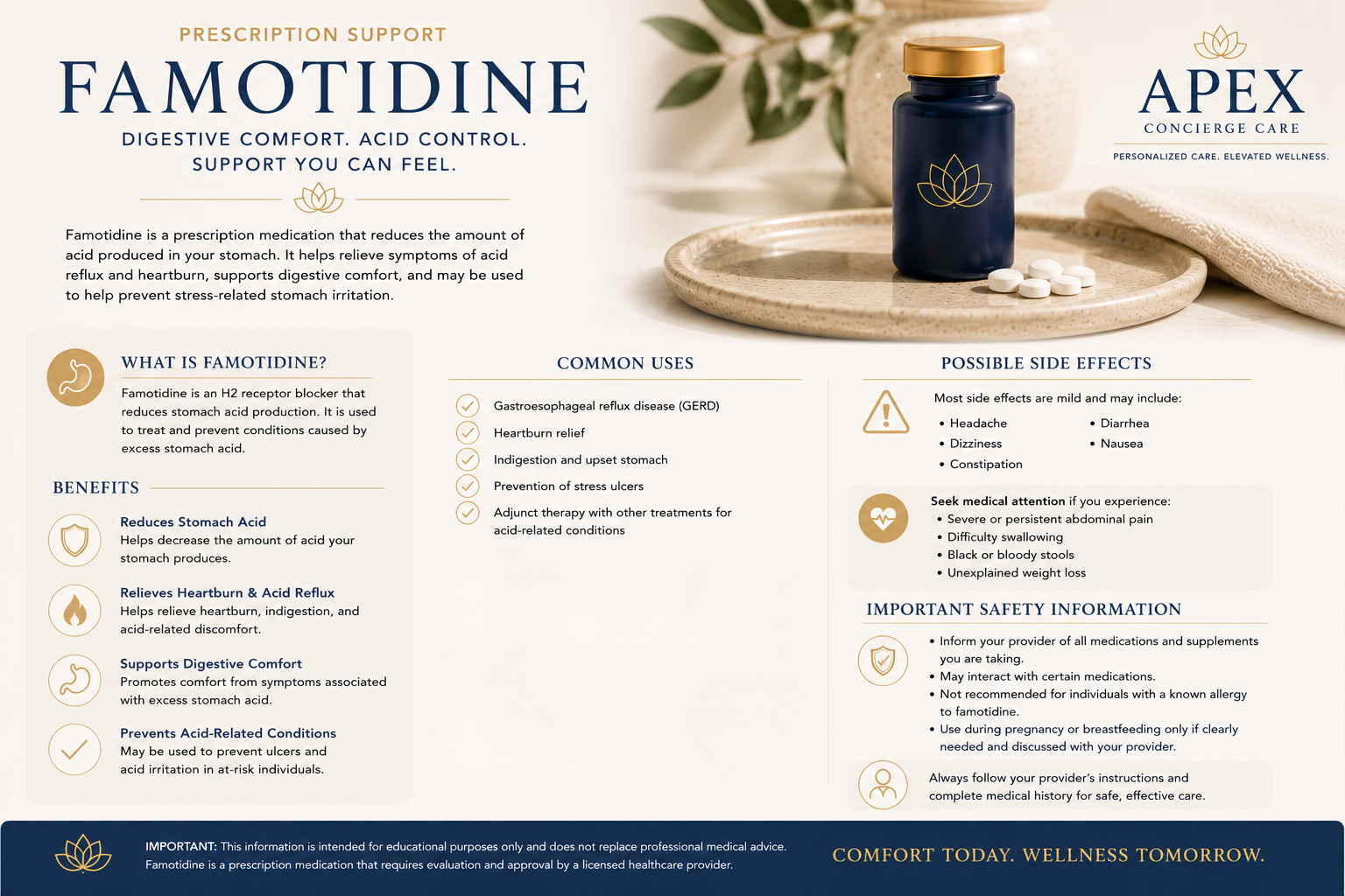 Educational overview of famotidine for digestive comfort and acid control.
