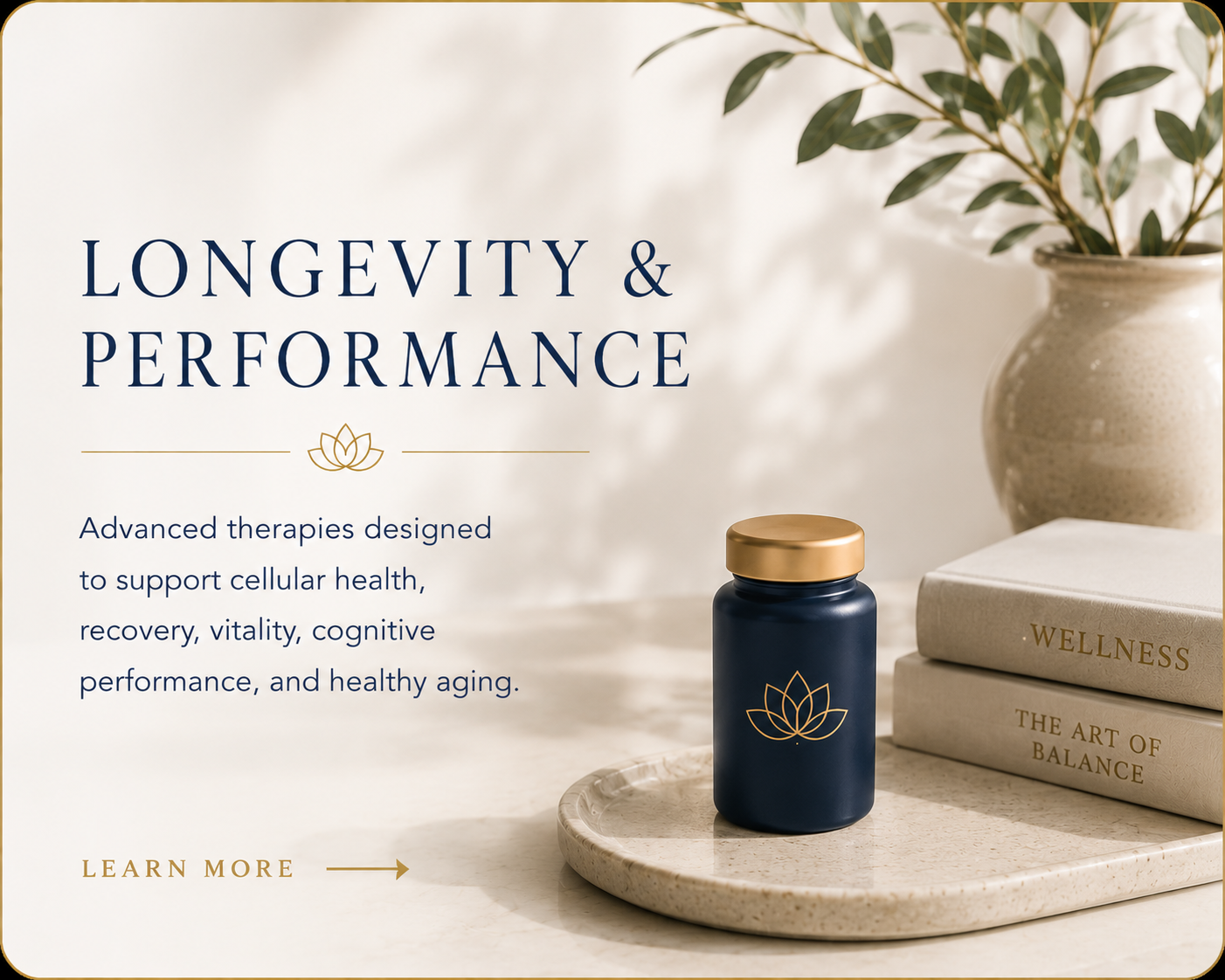 Advanced wellness therapies focused on recovery, vitality, healthy aging, cognitive wellness, and peak performance.