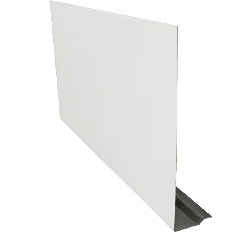 A close-up of a white, rectangular refrigerator with clean, smooth surfaces, and a small black object near the bottom.