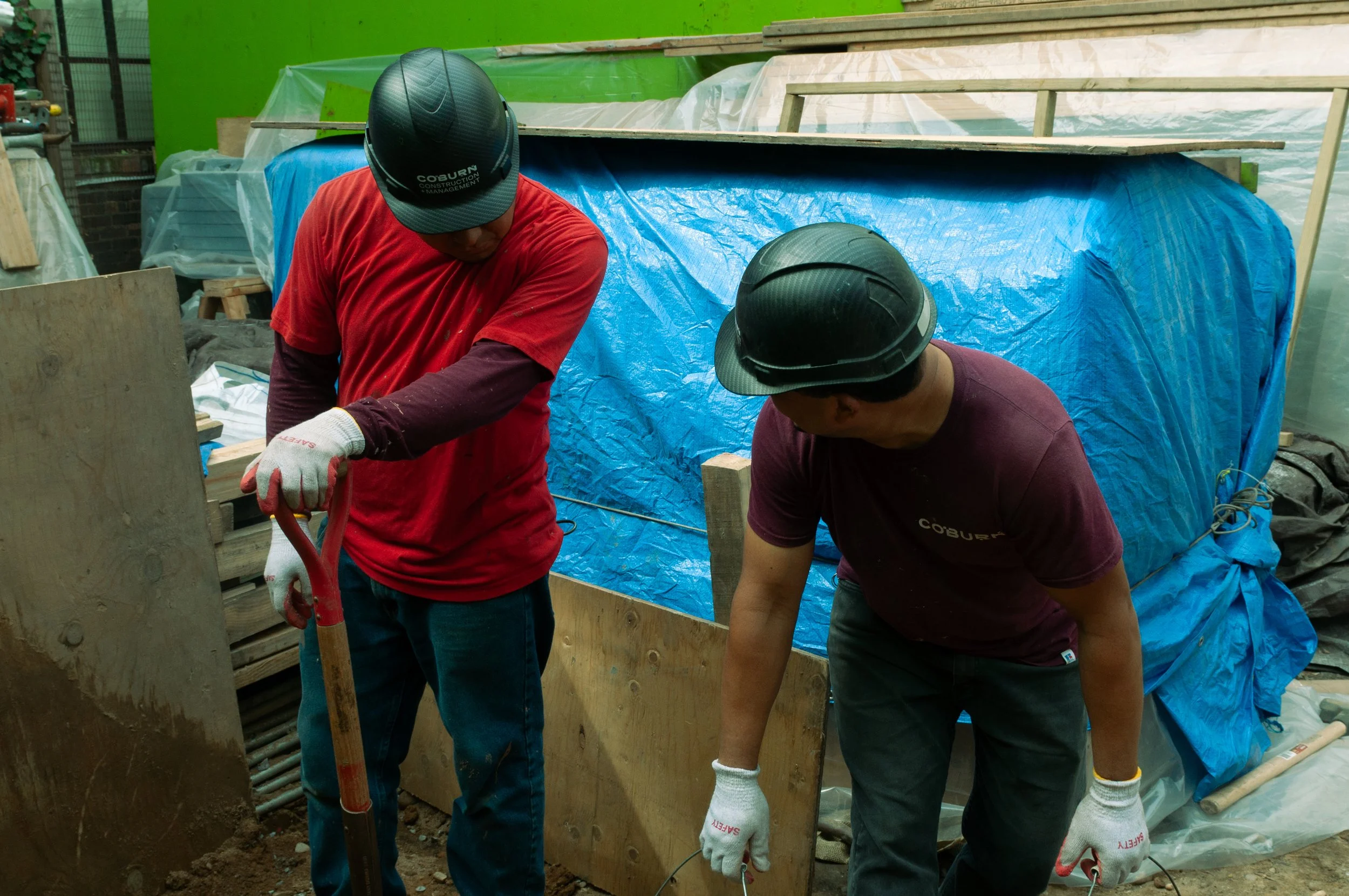 Buildings, they're built by hand. 