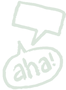 Sprechblasen mit den Worten "aha!" und eine Frage