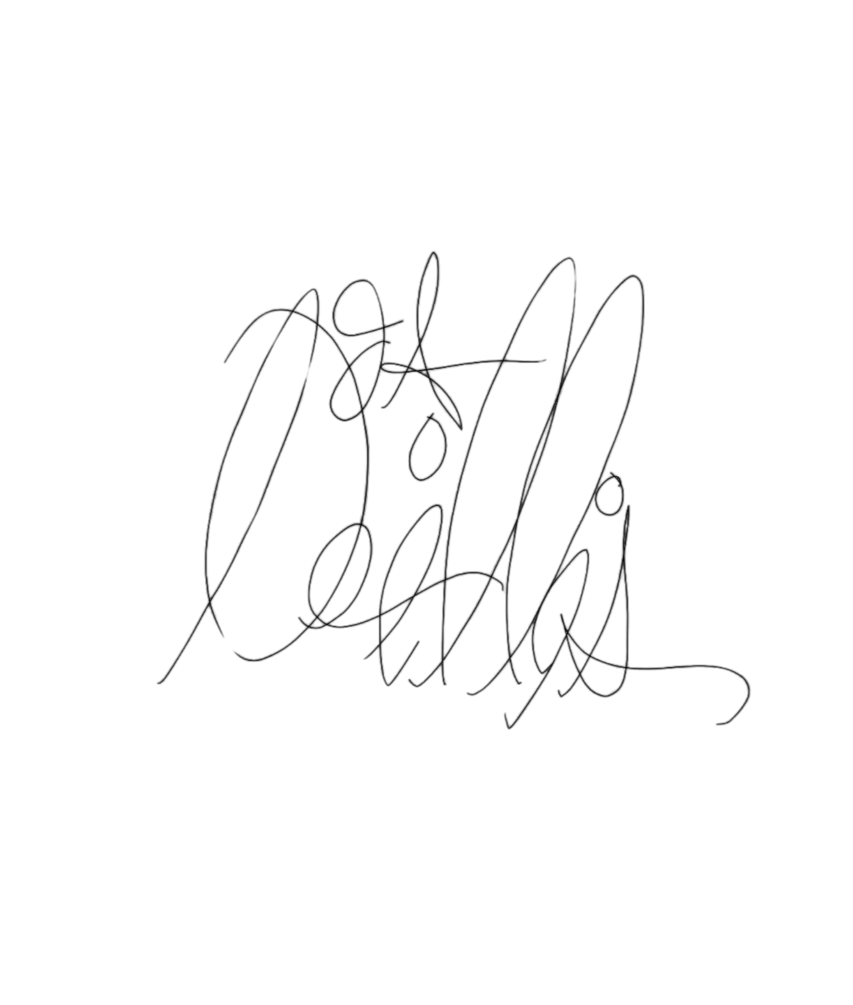 A black signature on a transparent background.