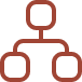 A simple diagram of a hierarchy or organizational chart with one top node connected to two lower nodes.