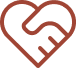 Outline of a heart combined with a stylized hand forming the shape of a heart.