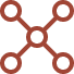 A network diagram with interconnected nodes in brown color.