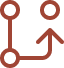 An icon of two dots connecting and an arrow pointing to a third.