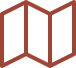 Stylized open map icon with a dark outline and no background