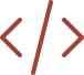 Code brackets symbol in pink on a white background.