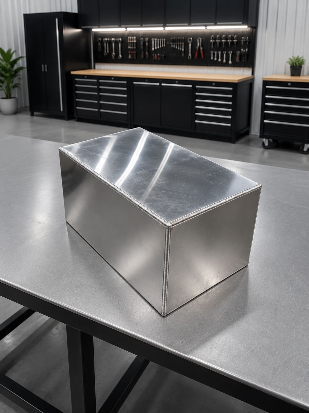 Custom aluminum tank fabrication designed and built for strength, corrosion resistance, and long-lasting use in industrial, agricultural, or commercial applications.