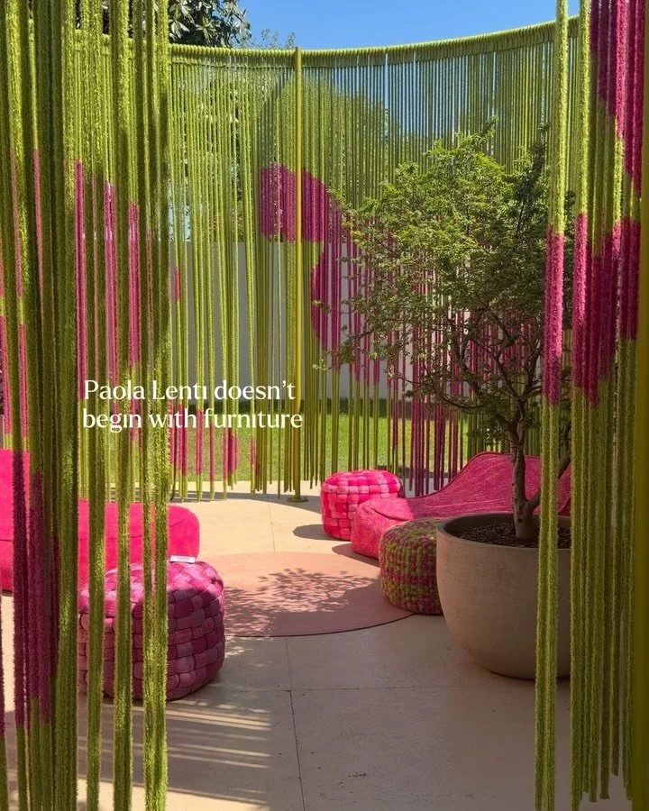 Paola Lenti &mdash; MDW 2026.

What stays with you isn&rsquo;t a chair,
or a sofa, or a colour you&rsquo;d describe
as &ldquo;pink&rdquo;.

It&rsquo;s a position.
On colour as substance.
On texture as architecture.
On how light should be allowed
to l
