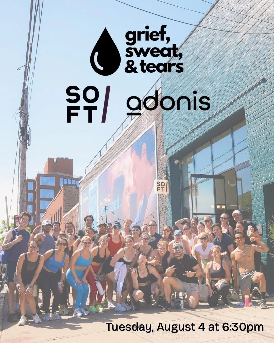UPDATE: Class &amp; waitlist FULL.

Thrilled to be teaming up with @carlradke&rsquo;s @softbarcafe and @bobbyxwestside from @joinadonis for a special workout to kick off Grief Awareness Month.

Join GST for an all-levels HIIT &ldquo;Soft Sweat&rdquo;