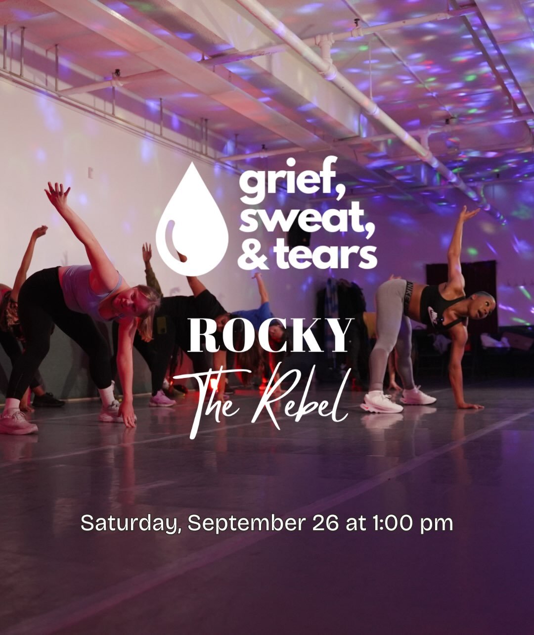 Stoked to be teaming up with the iconic @_rockytherebel_ for a dance cardio experience on Saturday, September 26 at 1pm. 

We&rsquo;re making room for the waves of grief while using movement as a way to release, connected and keep going without prete