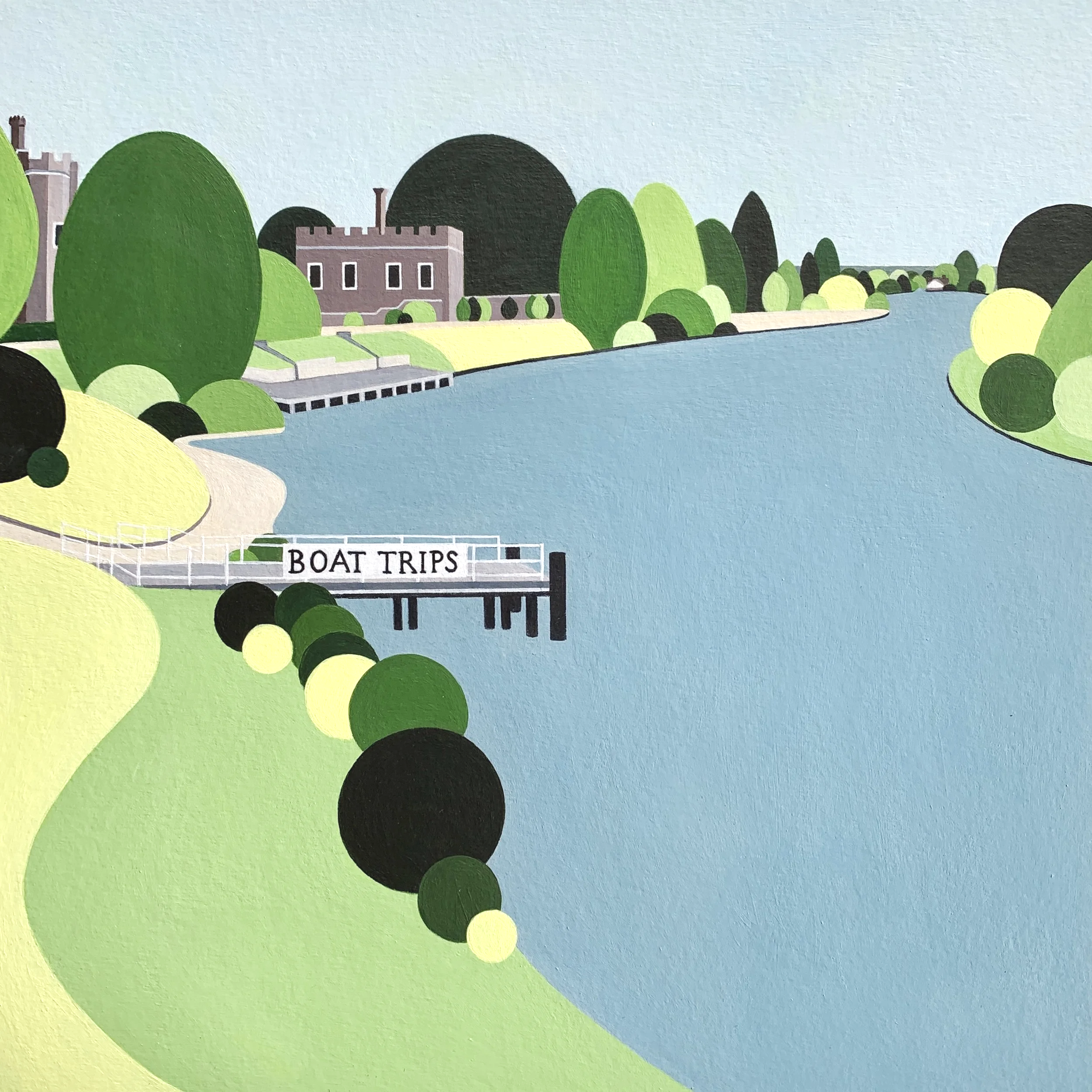 A RUNNERS VIEW FROM HAMPTON COURT BRIDGE   25 x 25cm 2022