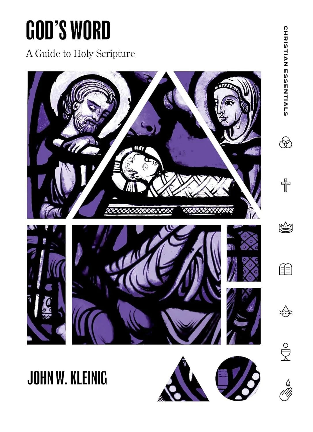 Cover of a religious book titled 'God's Word: A Guide to Holy Scripture' by John W. Kleinig, featuring stained glass style illustrations of biblical figures and symbols in purple, black, and white.