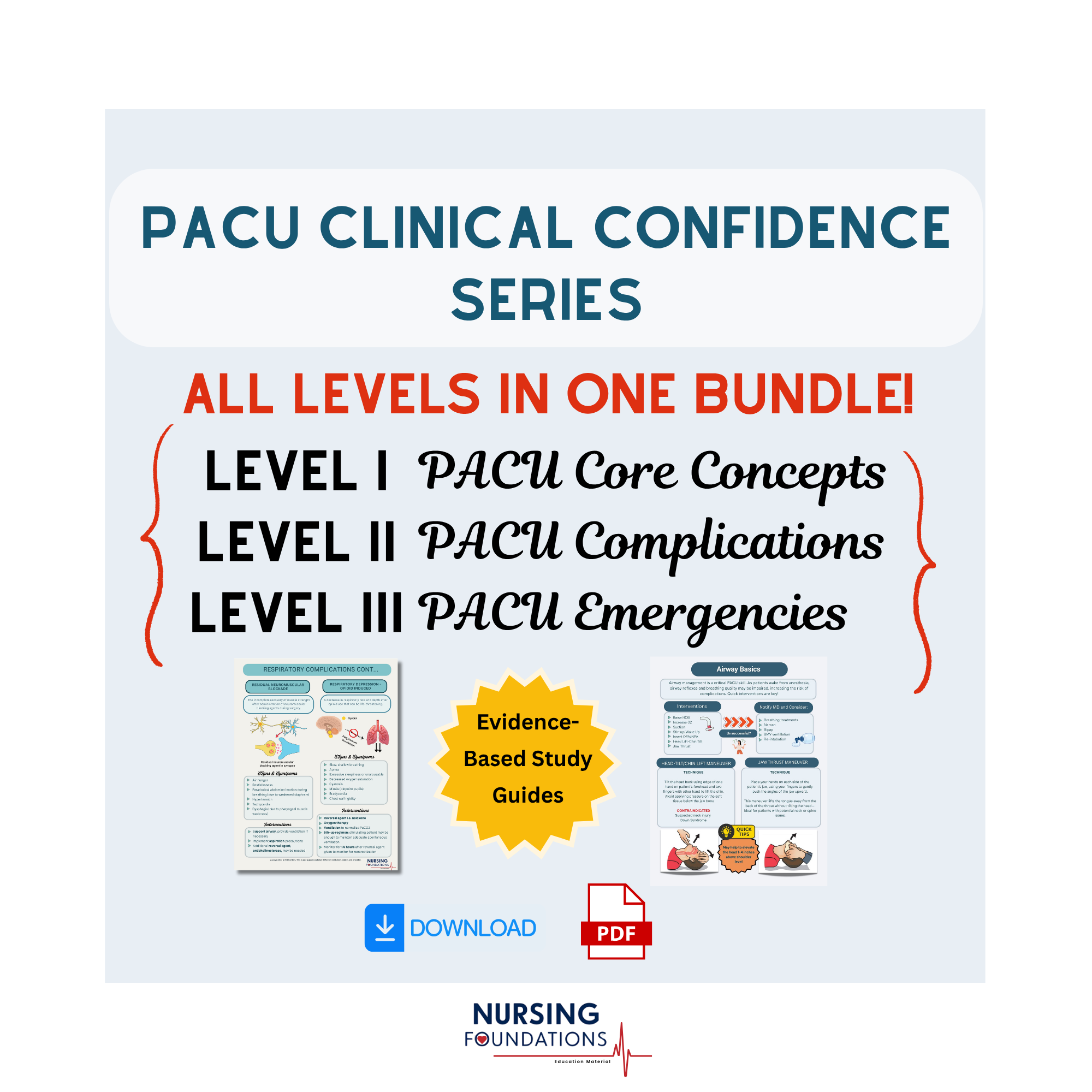 PACU Clinical Confidence Series Study Guide Bundle | Basics, Complications, & Emergencies (PDF Download)