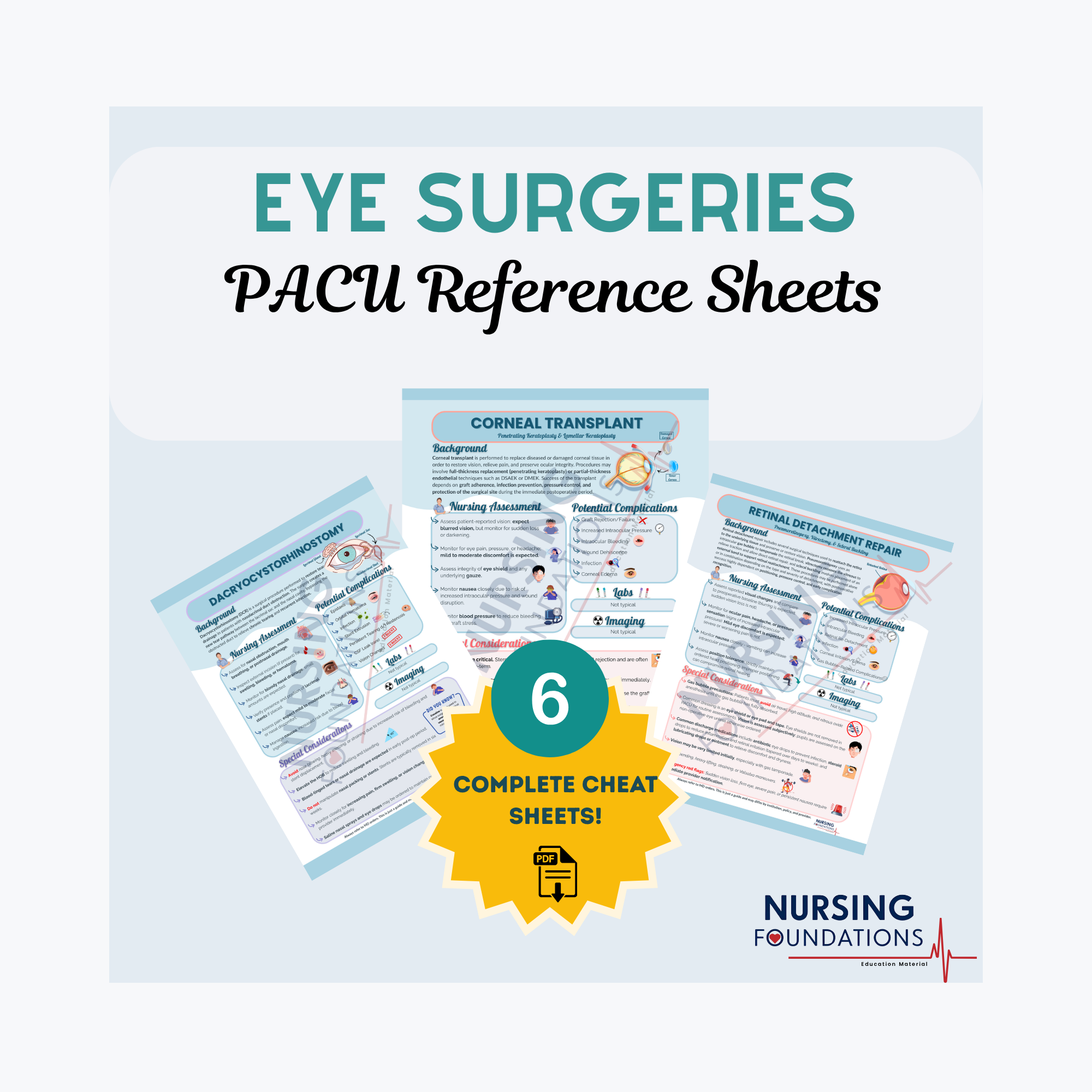 PACU Eye Surgery Reference Sheets: PDF Download