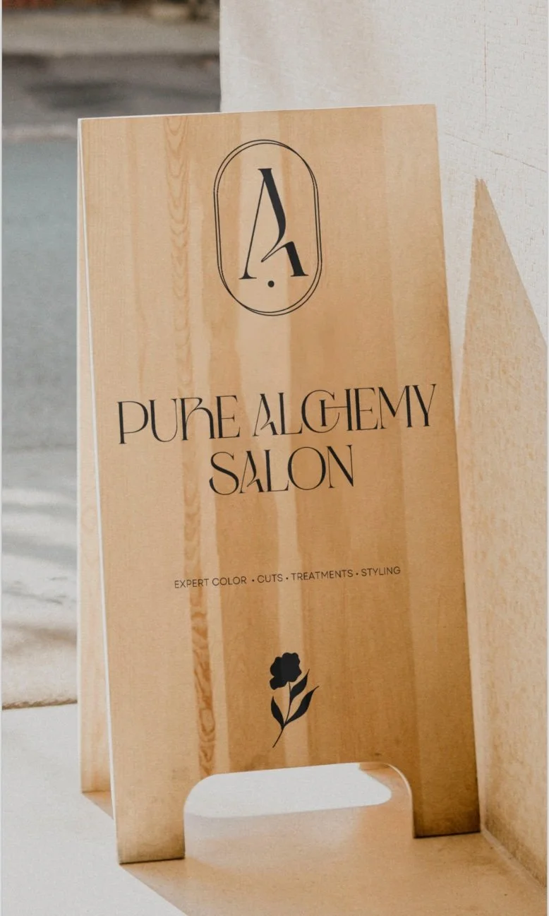 Professional print collateral and marketing brochure design for Pure Alchemy Salon by Dupuy&Co.
