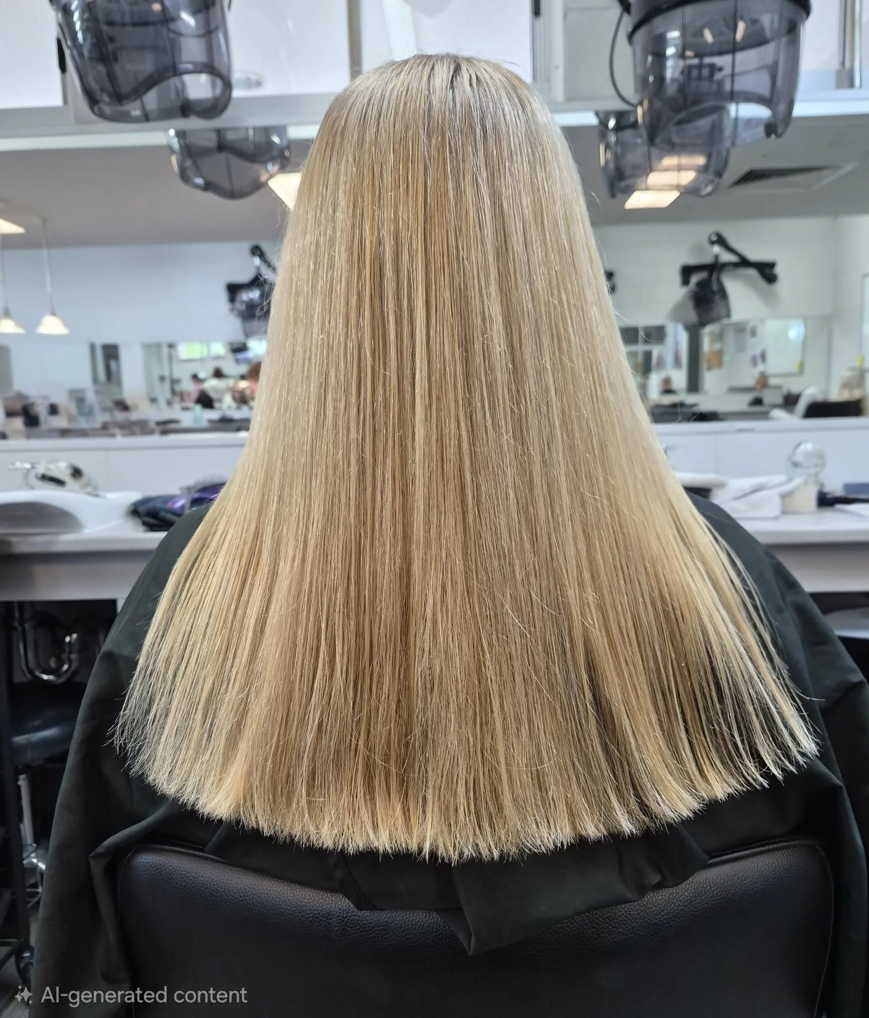 solid form hair cut woman sitting in hairdresser chair 
