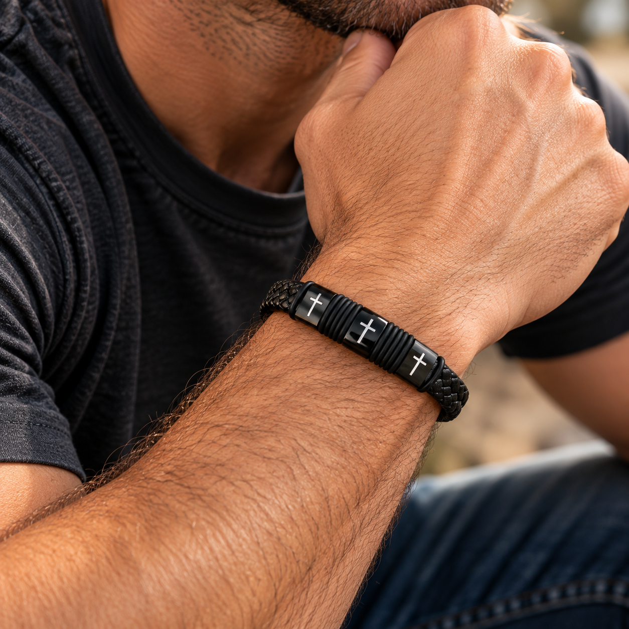 Rugged Cross Bracelet Lifestyle Portrait.png
