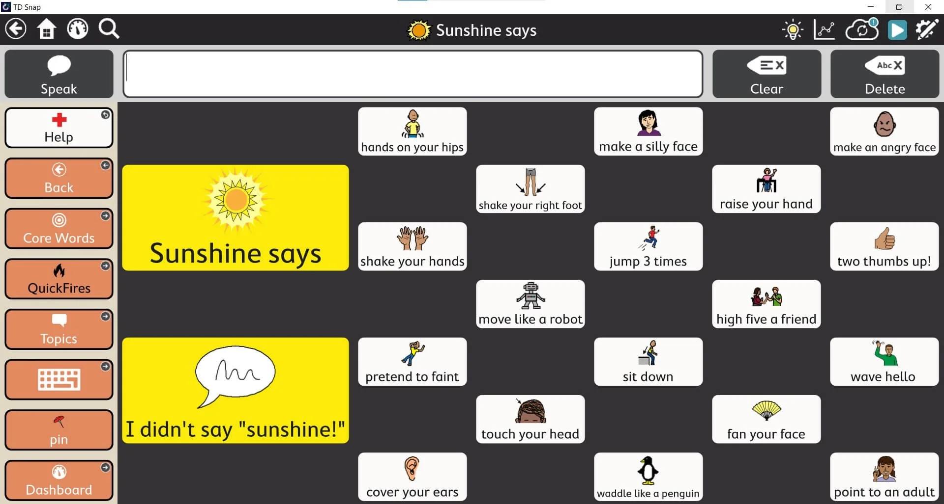 games for eye gaze, AAC games, Simon Says