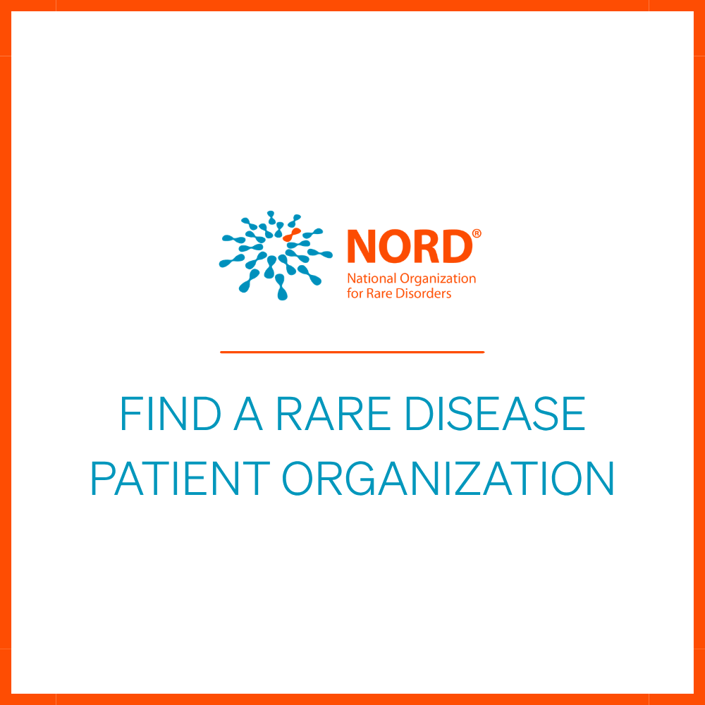 A promotional graphic for NORD, the National Organization for Rare Disorders, encouraging finding a rare disease patient organization.