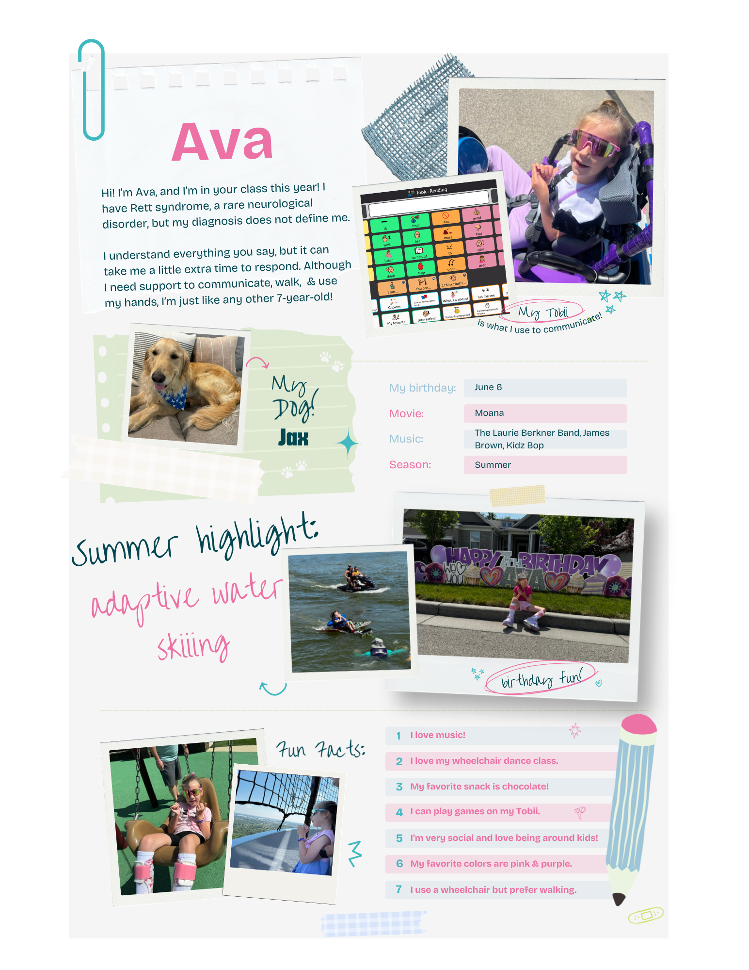 Rett syndrome about me page