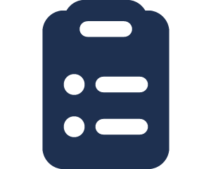 Icon of a clipboard or checklist with three bullet points and lines.
