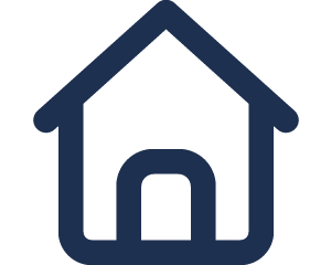 Simple house icon with a pitched roof and a doorway.