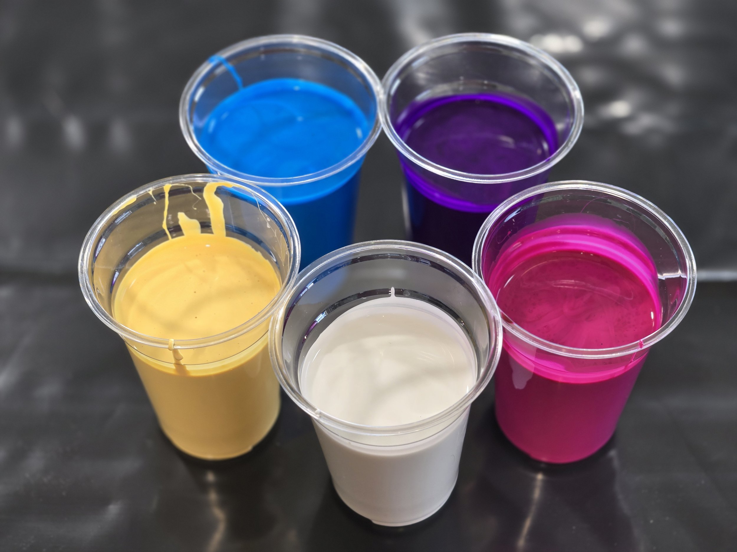 Mina will mix up your paint for you, and give you a brief history of paint pouring and a lesson...