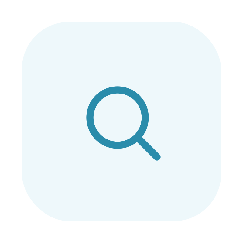 App icon featuring a magnifying glass symbol, indicating search functionality.